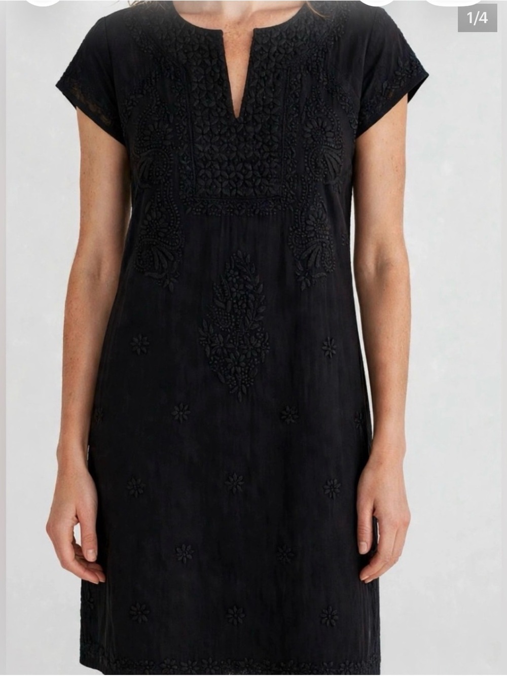 Roller Rabbit Faith Embroidered Shift Dress Black Jet small